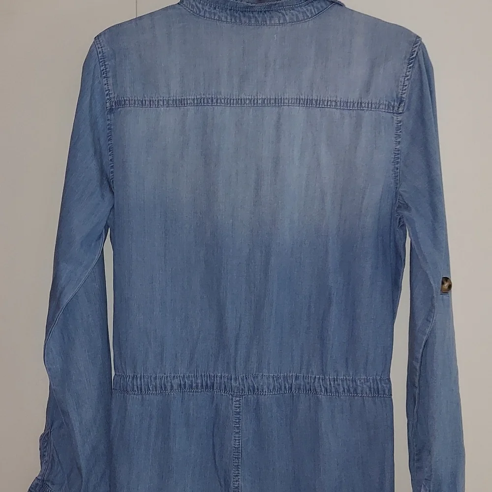 Francesca's Harper Heritage Soft Denim Jumper One Piece Button Shorts outfit M